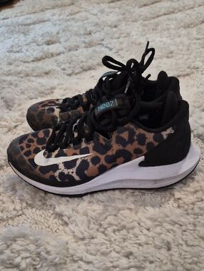 Nike Leopard Print Running Shoes with White Swoosh